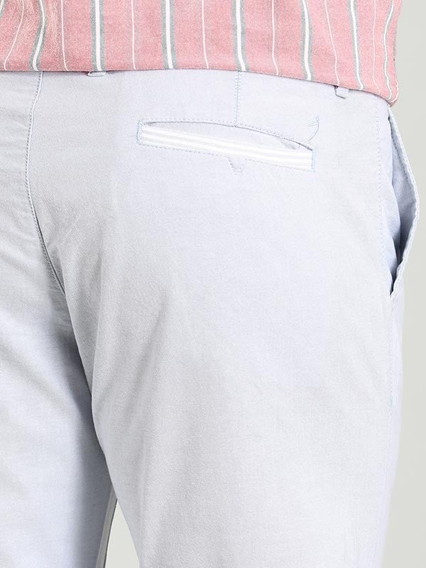 Indian Terrain Men's Slim Fit Solid Blue Trousers